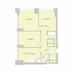 Планировка трёхкомнатной квартиры ЖК «Небо»